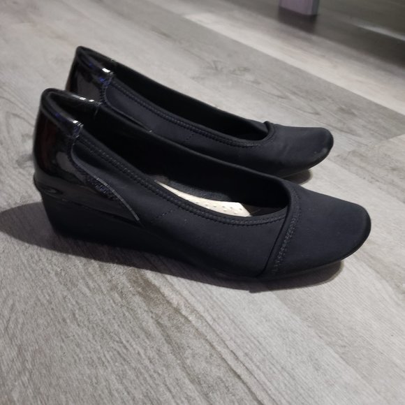 Karen Scott Shoes Karen Scott Black Slip On Low Wedge Shoe Poshmark